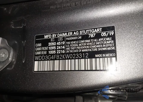 2019 Mercedes-Benz A 220 220 4Matic z USA, uszkodzony, nr VIN WDD3G4FB2KW023331